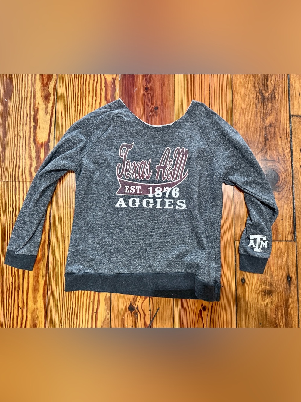 Women's Gray Crewneck Scoop Sweatshirt - Texas A&M Aggies Graphic